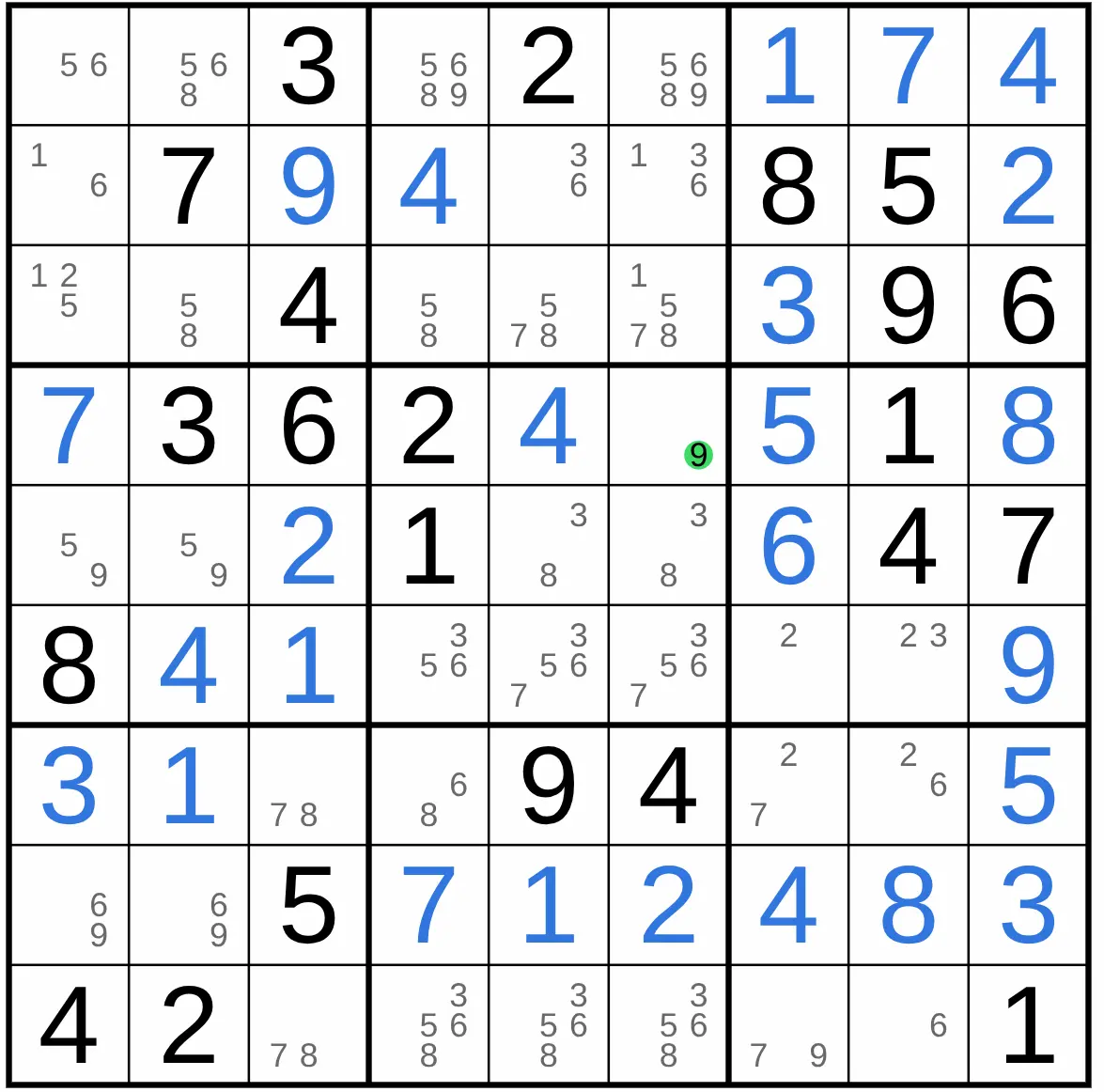 Full house Sudoku example