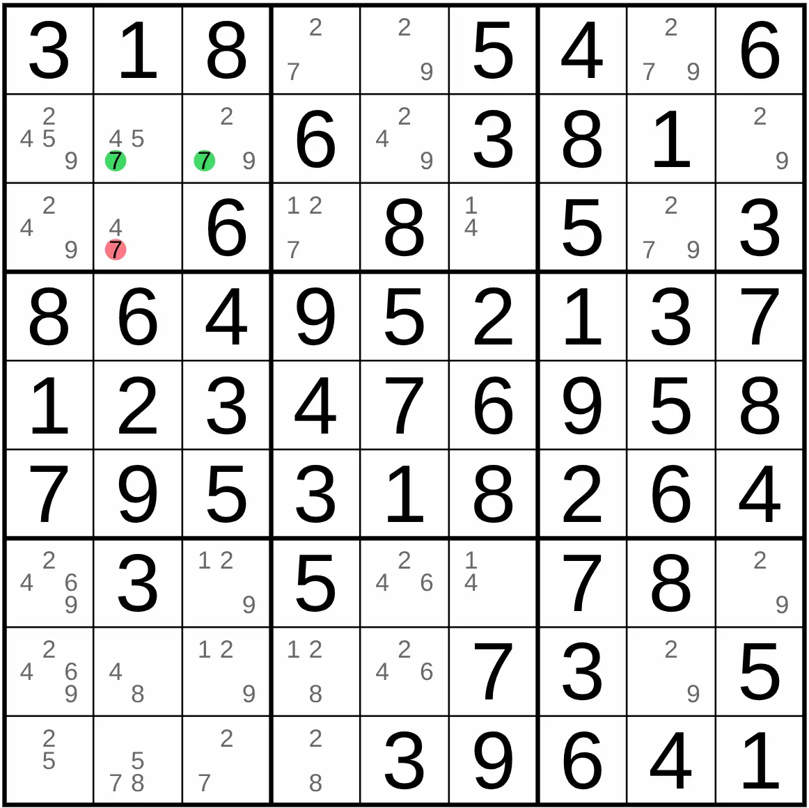 Claiming locked candidates Sudoku example